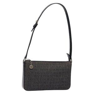 BVLGARI Logo Mania Shoulder Bag Canvas Black Silver Auth yk19146